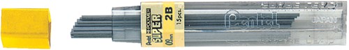 Potloodstift Pentel 2B 0.9mm zwart koker à 12 stuks