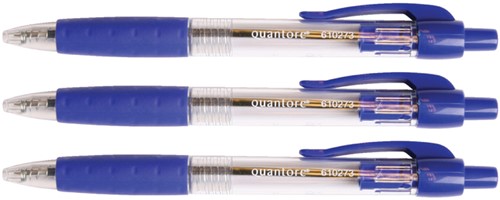 Balpen Quantore Grip drukknop blauw medium