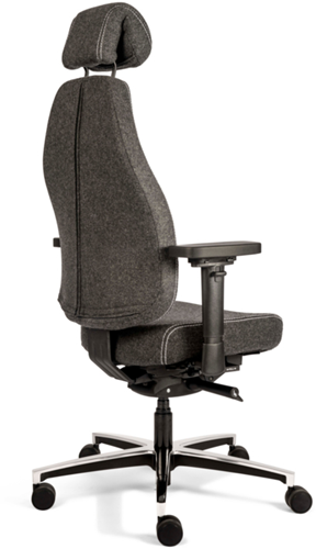 Bureaustoel Bio Seat X HR met drukverlagende zitting en instelbaar mechaniek, Wolvilt Middengrijs 602-3
