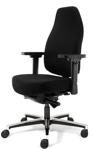 Bureaustoel Bio Seat X, tot 200kg, met drukverlagende zitting en instelbaar mechaniek, Stof Mirage Zwart