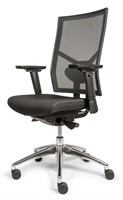 Bureaustoel Van Hilten Edition met Comfort Zitting zwart en Netbespanning rugleuning, gepolijst voetkruis