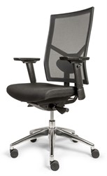 Bureaustoel Van Hilten Edition met Comfort Zitting zwart en Netbespanning rugleuning, gepolijst voetkruis
