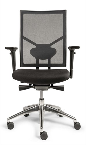 Bureaustoel Van Hilten Edition met Comfort Zitting zwart en Netbespanning rugleuning, gepolijst voetkruis-2