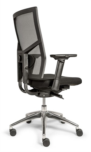 Bureaustoel Van Hilten Edition met Comfort Zitting zwart en Netbespanning rugleuning, gepolijst voetkruis-3