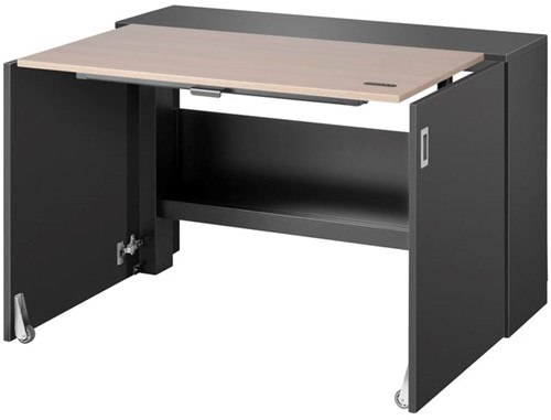 Thuiswerkplek - HomeFit - Zit/sta werkplek - Zwart / Eiken Vicenza-2