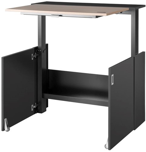 Thuiswerkplek - HomeFit - Zit/sta werkplek - Zwart / Eiken Vicenza