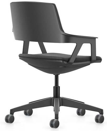 Bezoekersstoel Se7en Comfort verrijdbaar-onderstel Lucia Zwart-3
