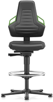 Industriestoel Bimos Nexxit 3 met glijders universeel inzetbaar - Geen Armleggers - Groene Handgrepen - Rubber Zit-Stop-Wielen