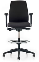 Bureaustoel Pro-Ergo Counter - Lucia Zwart (5800) gestoffeerd - Multifunctionele wielen-2