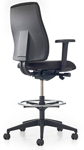 Bureaustoel Pro-Ergo Counter - Lucia Zwart (5800) gestoffeerd - Multifunctionele wielen-3